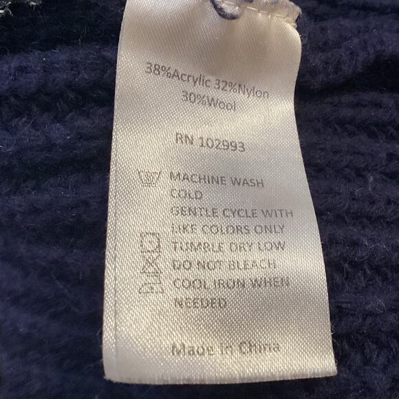 Victor Alfaro Oversized Chunky Shaker Knit Turtleneck Sweater Navy Gray M - Picture 10 of 10